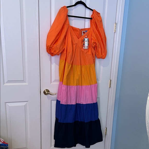 Farm Rio NWT Colorful Tiered Maxi Dress
